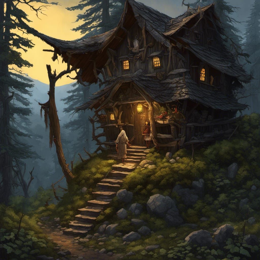 Baba Yaga's Mysterious Home: Digital Art