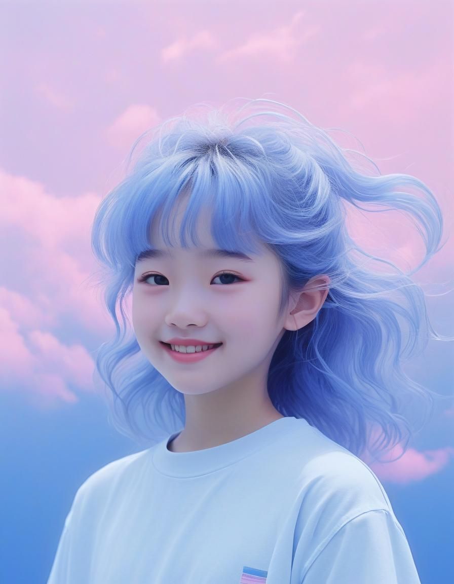 Ethereal Portrait of Miyoko Merrick in Vaporwave Style
