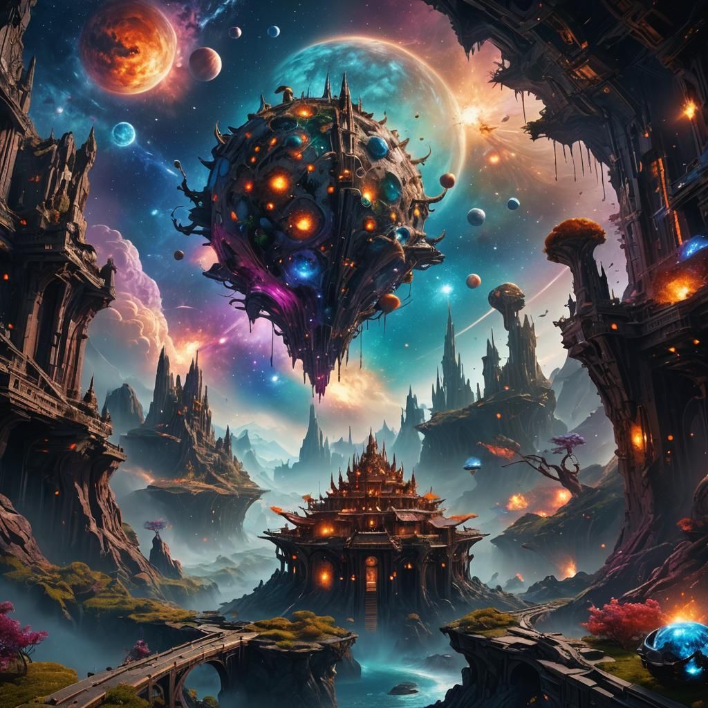 Detailed Galaxy Brain Concept Art in Deep Color