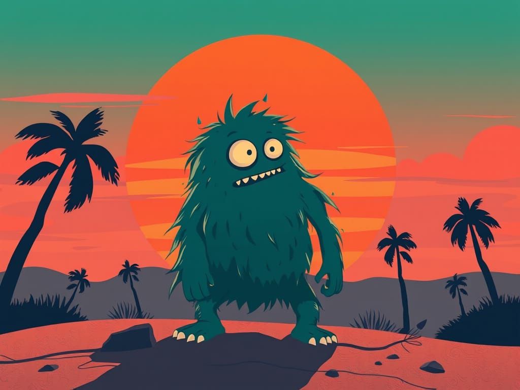 Ethereal Cel-Shaded Sunset Landscape