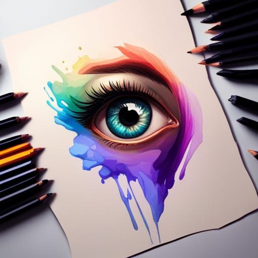 Colorful Eye Drawing: Hyperdetailed Portrait