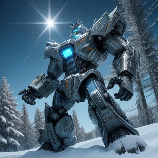 Hyper-realistic digital art, medium shot. A detailed Transfo...