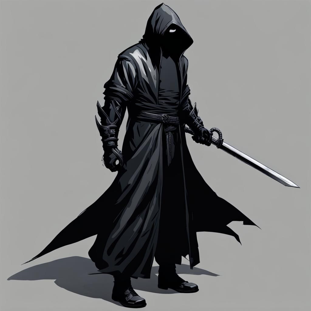 Mysterious Shadow Warrior in Black Armor