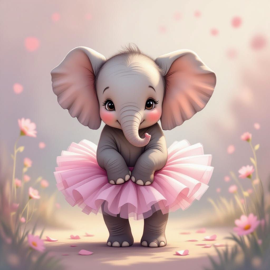 Adorable Baby Elephant in Pink Tutu