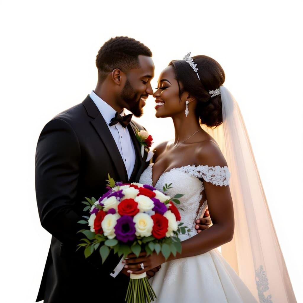 Igbo Couple Kissing on Wedding Day in Traditional Attire