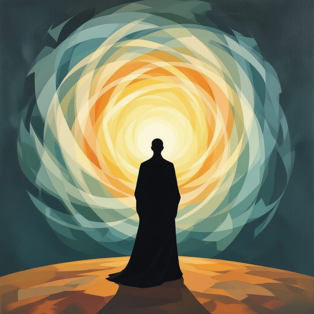 Ethereal Power Surrounds Lone Figure in Filonov Matisse Styl...