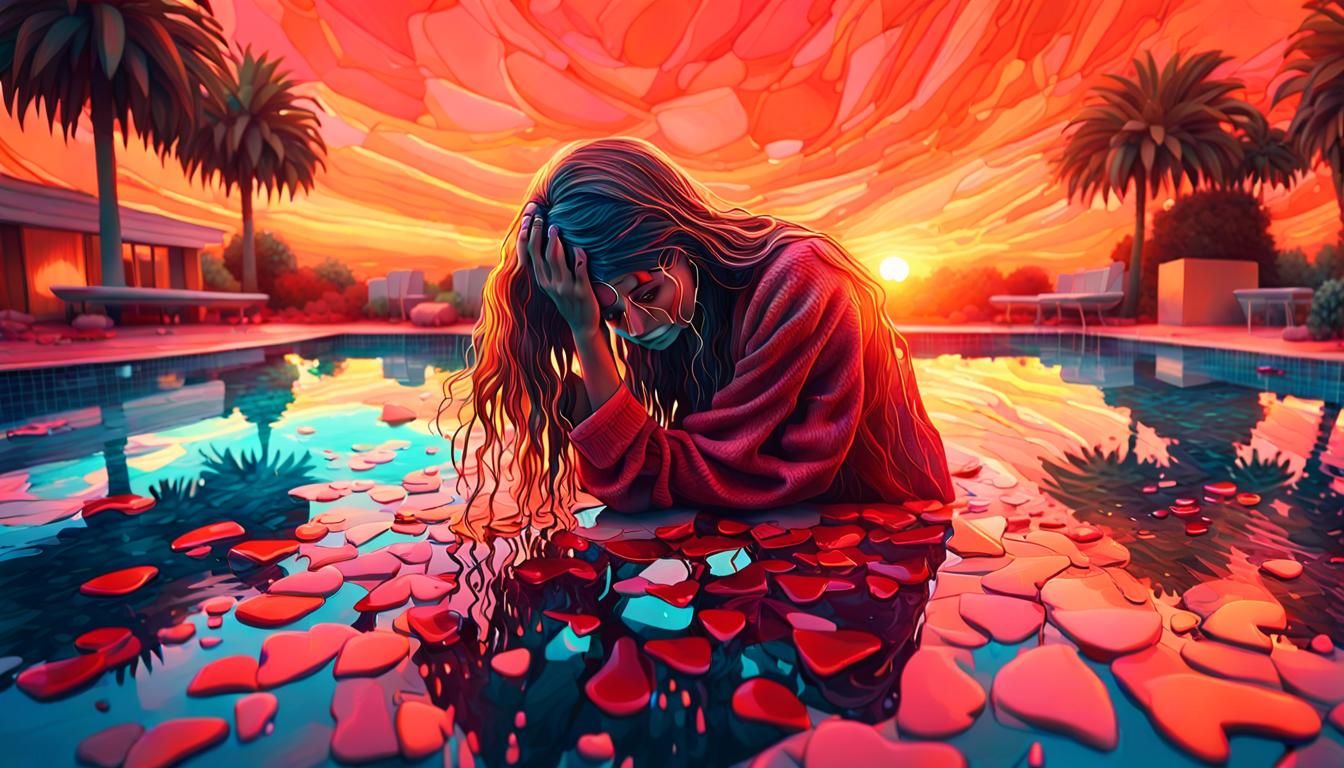 Serene Woman by Tears in Abstract Expressionism