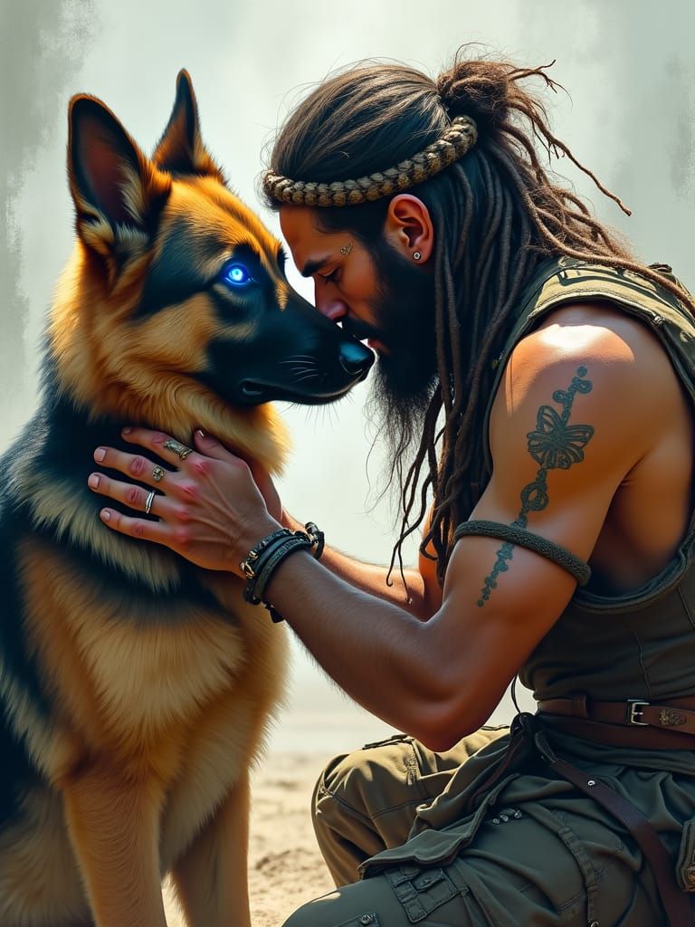 Wasteland Wanderer and Shepherd in Mystic Reverence