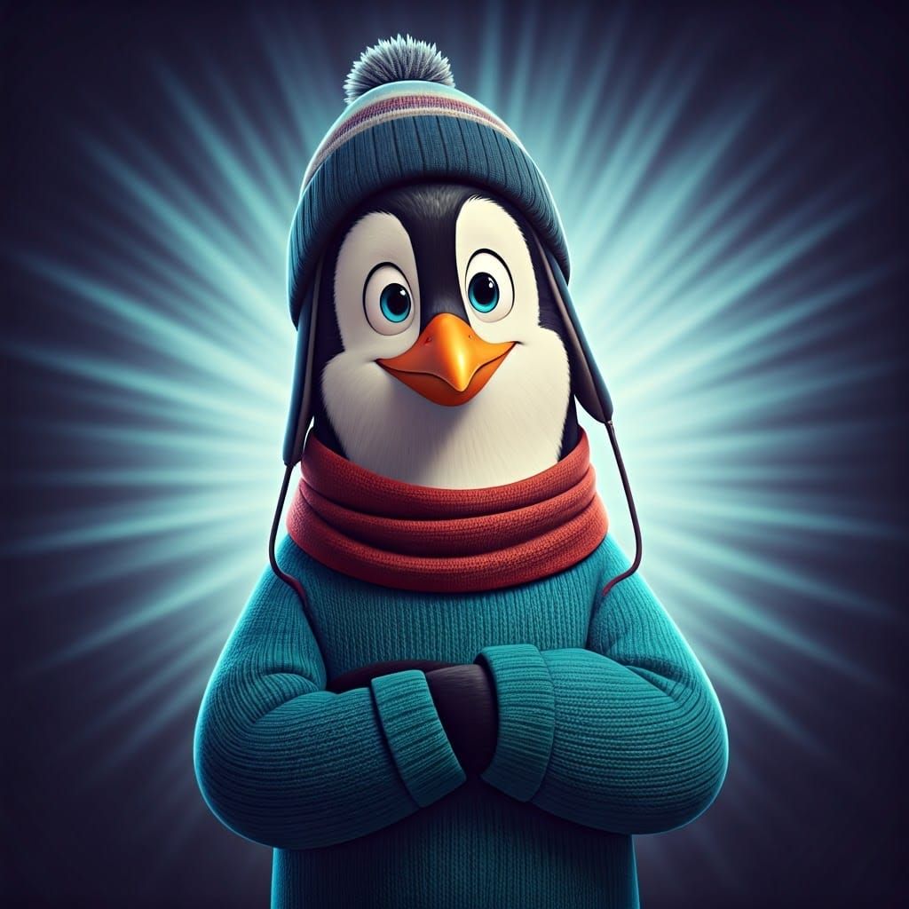 Penguin Teenager Embraces Winter in Pixar-esque 3D Style