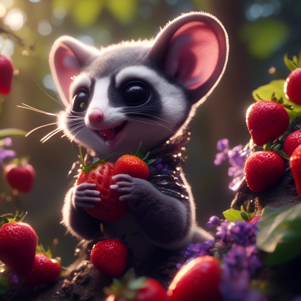 Sugar Glider in Forest: Cinematic Dark Fantasy Art