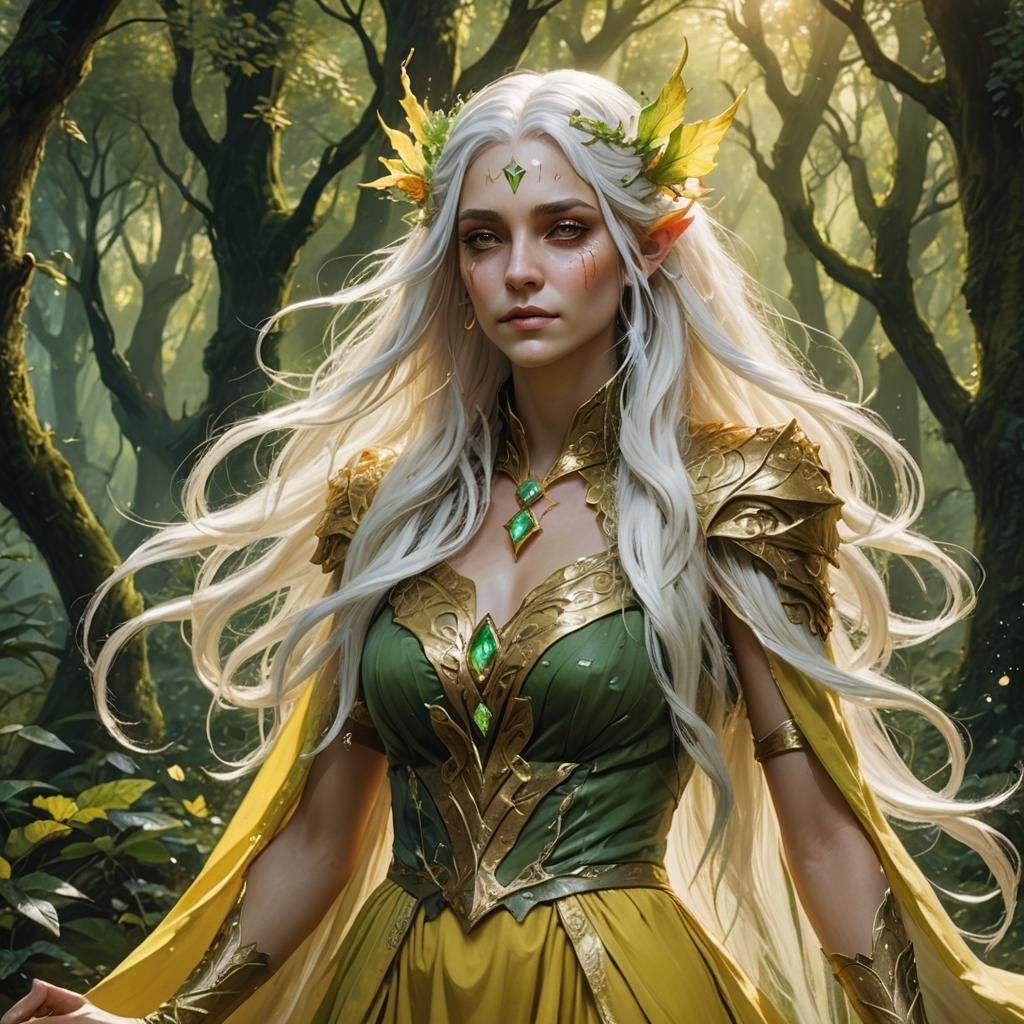 Fae Nature Cleric in Lush Forest, Hyperrealistic Art