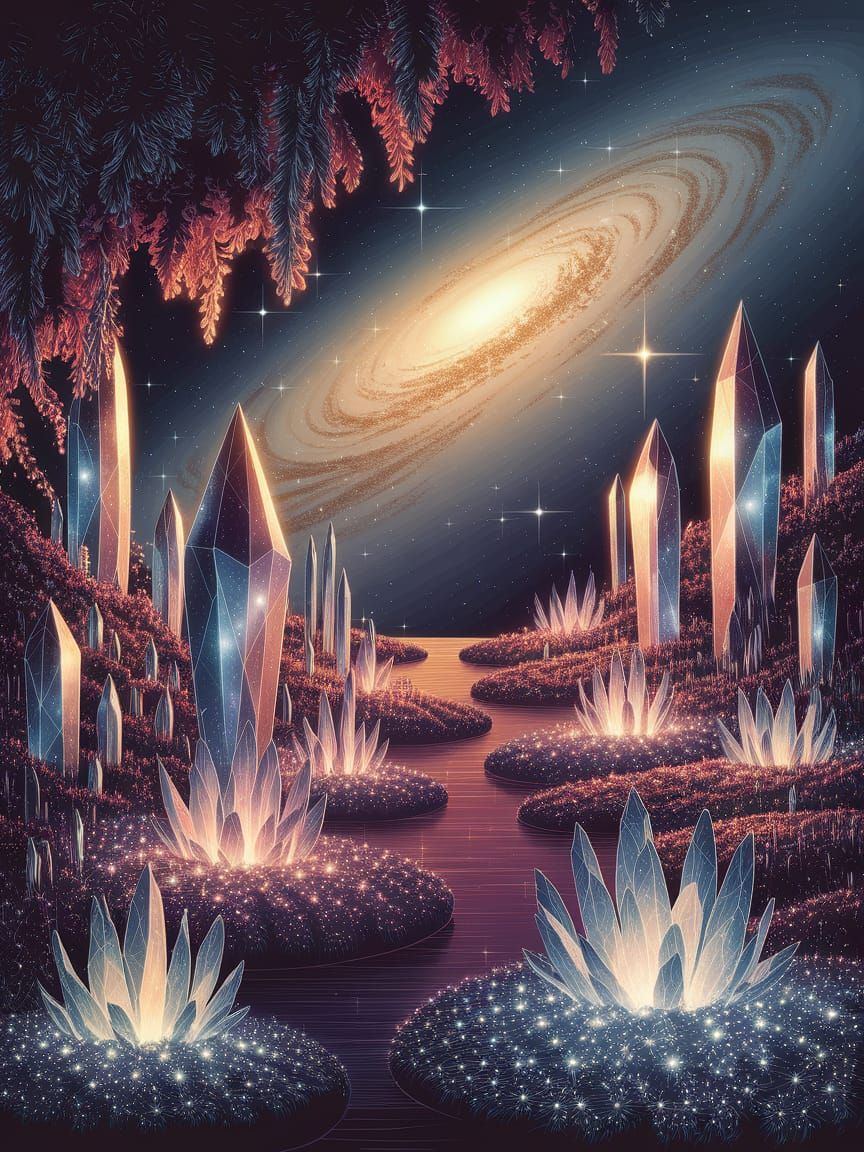 Ethereal Nebula Garden with Bioluminescent Flora