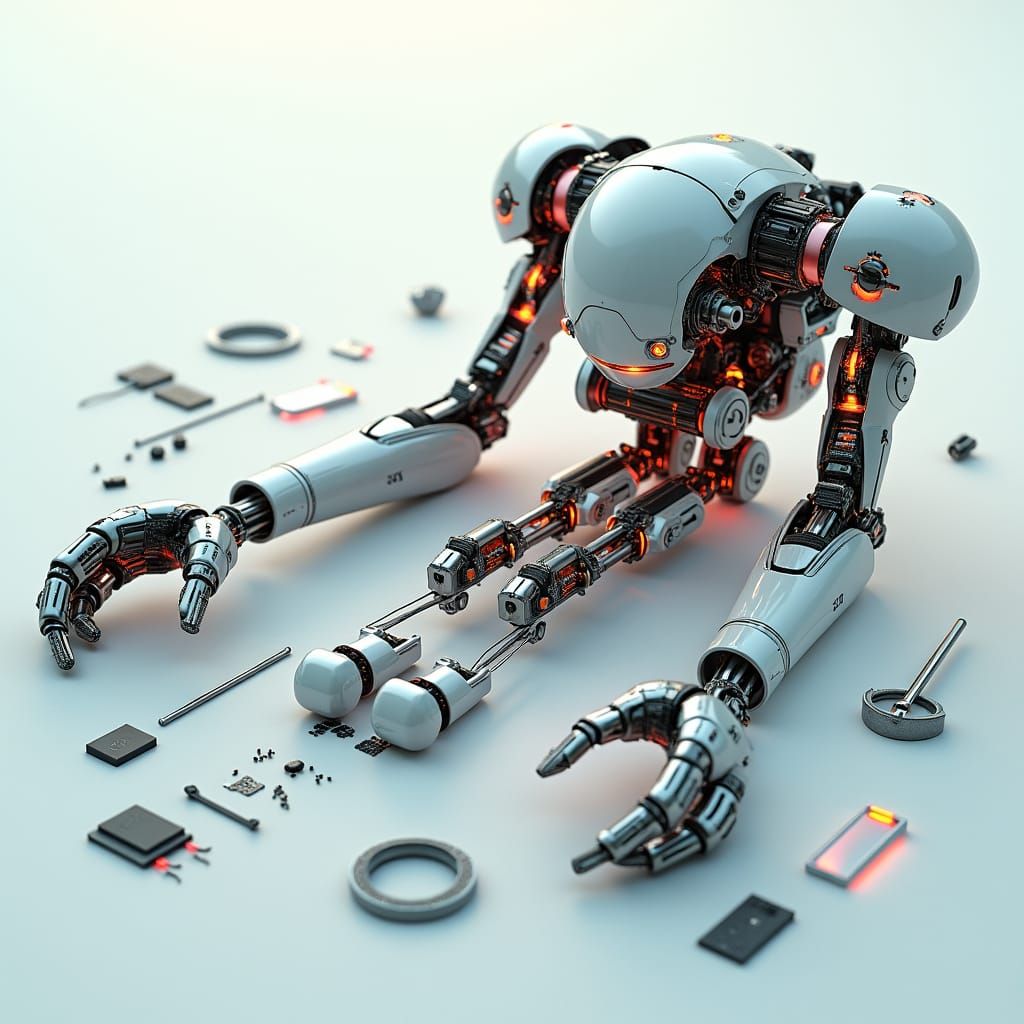 Futuristic Robot Parts in Detailed Matte Painting