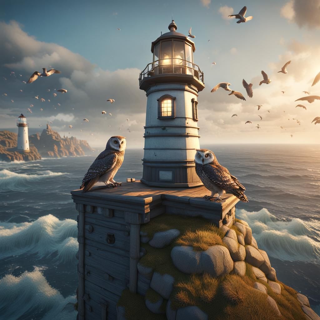 Owls Sleep on Lighthouse: 3D Game Cinematic