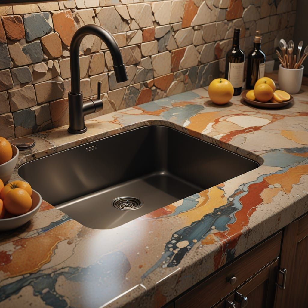 Professional Installer Fits Granite Sink in Modern Kitchen