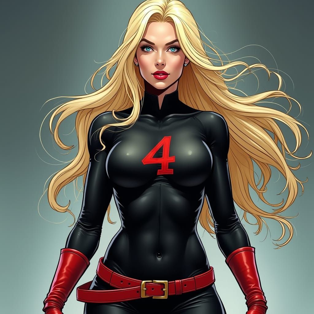 Ghostly Superheroine in Red Attire