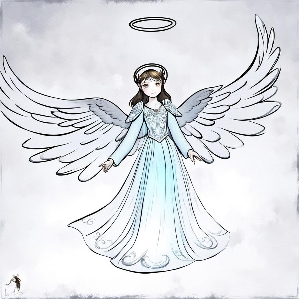 Ornate Angel in Heavenly Dress Concept Art
