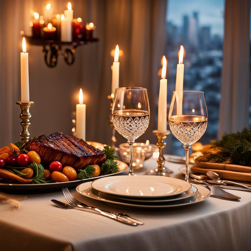 Romantic Candlelit Dinner for Two: Elegant Setting