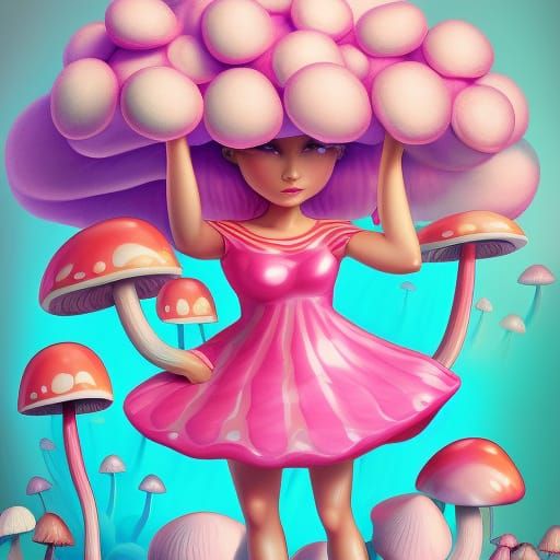 Cotton Candy Woman in Candyland Art