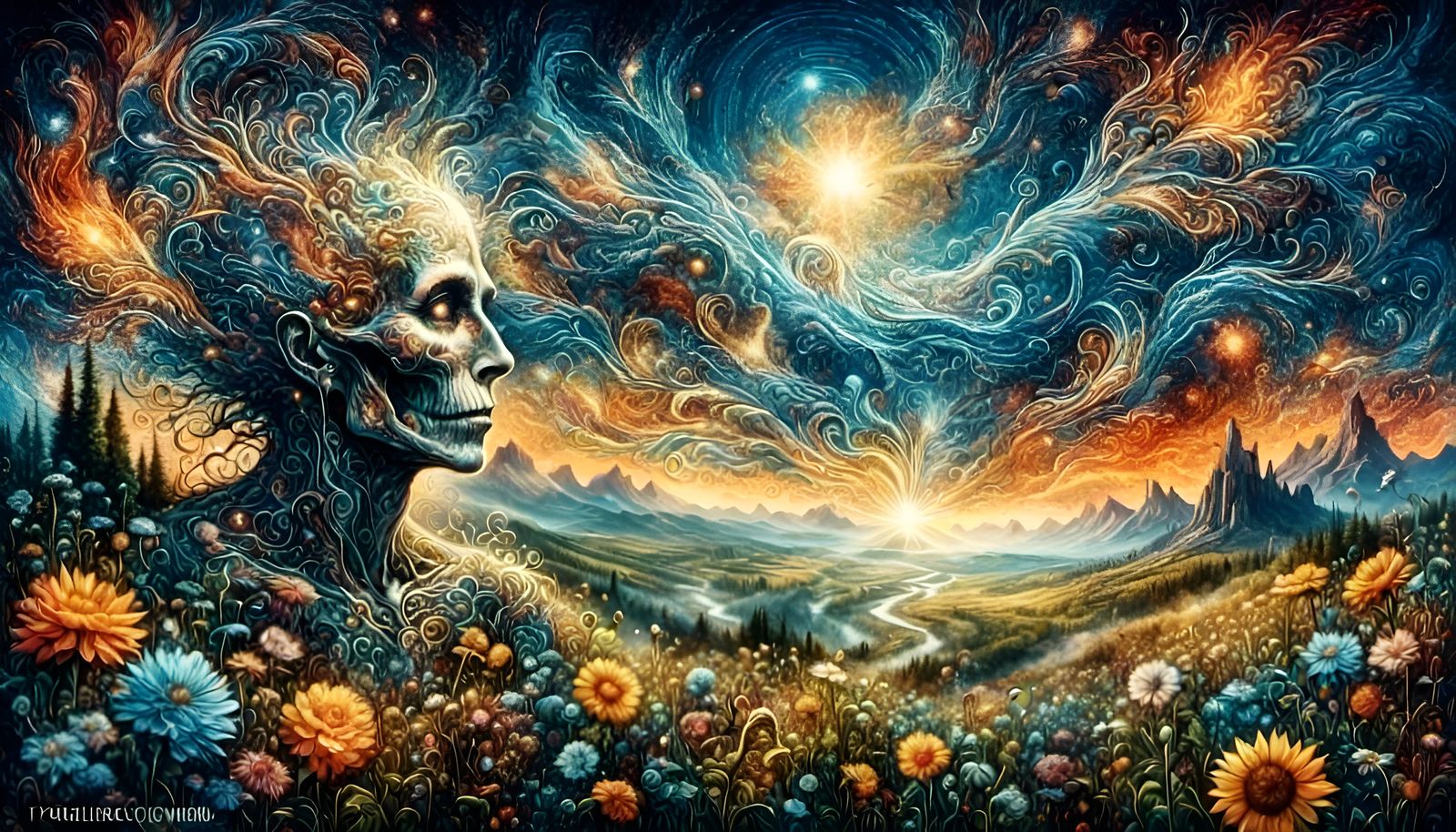 Psychedelic Scene Bathed in Vibrant Light