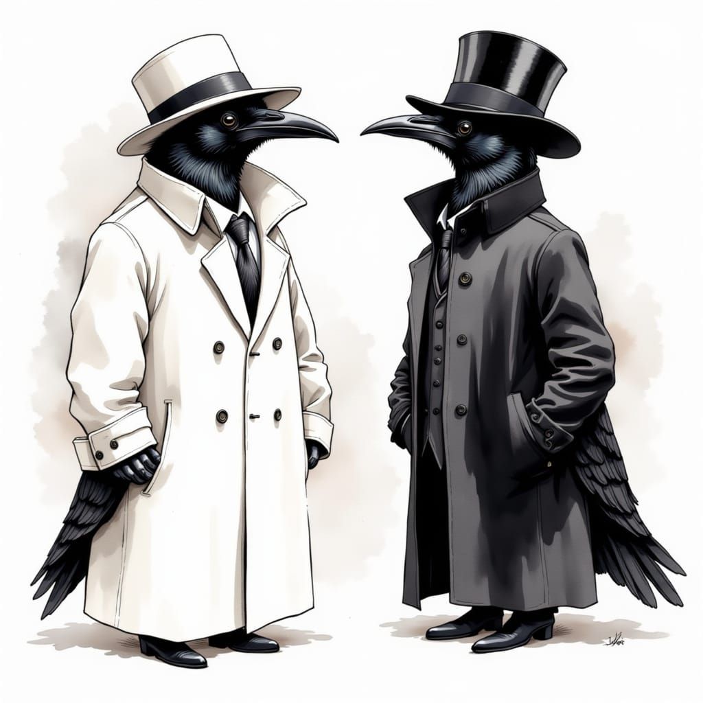 Spy vs. Spy: Cartoon Crows in Trench Coats