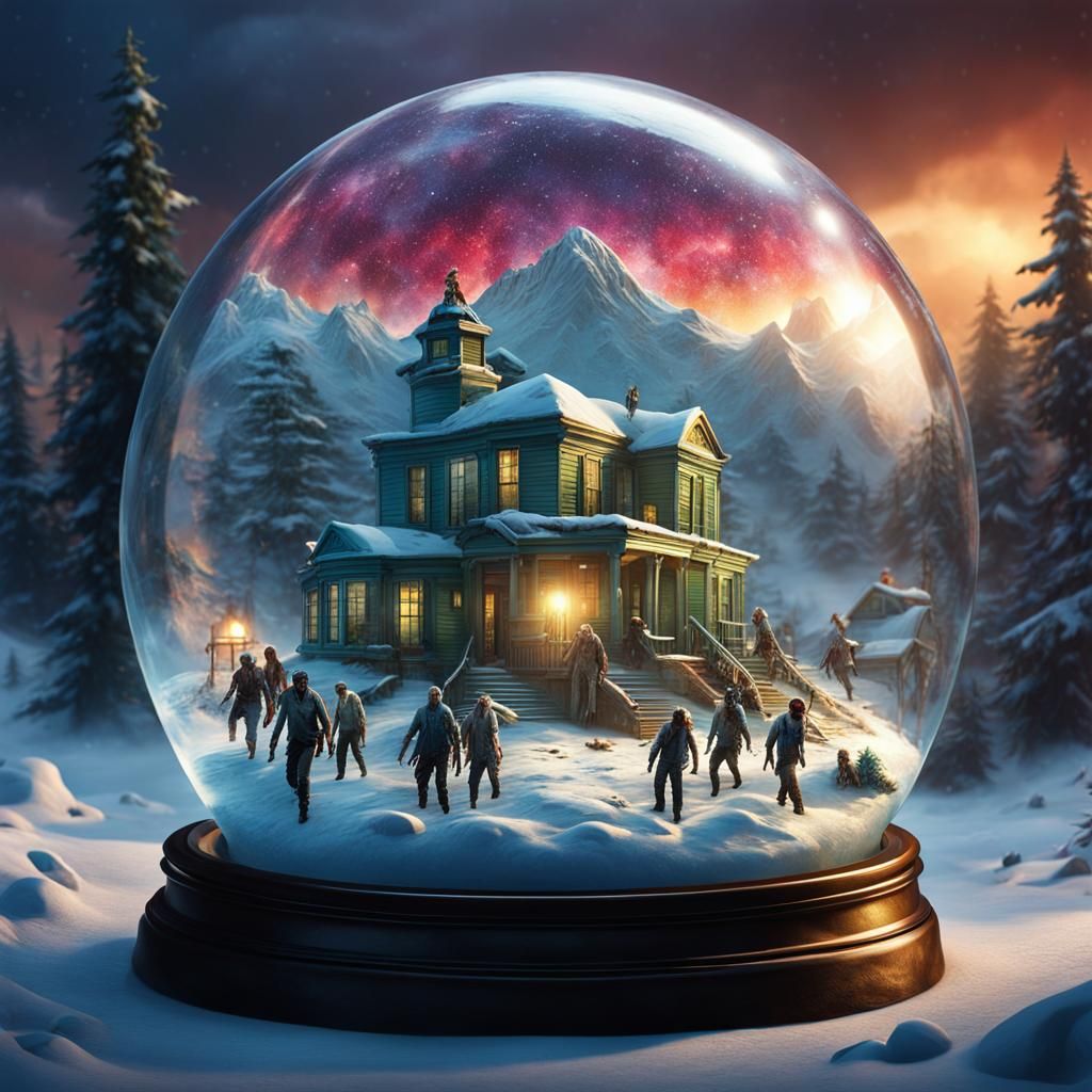 Zombies in campaign snow globe