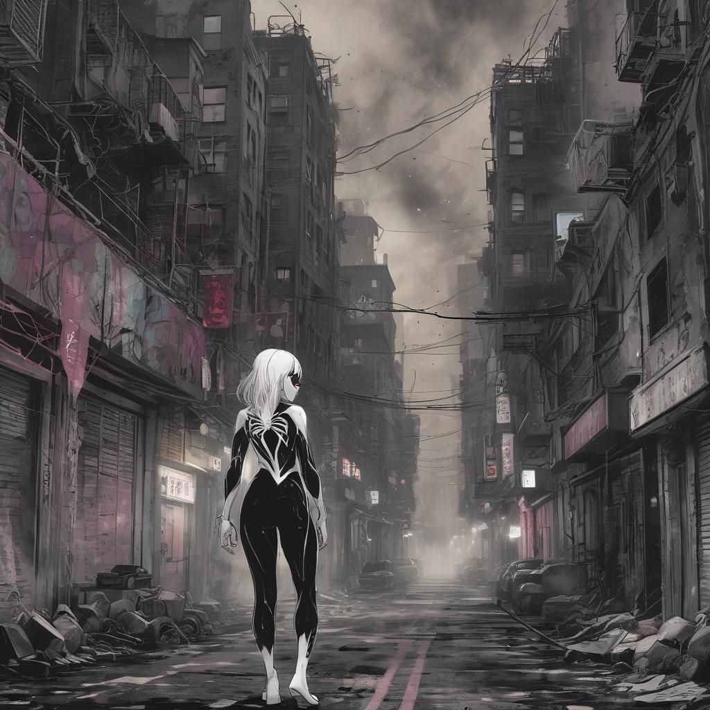 Ethereal Nightmare: Spider-Gwen's Dark Urban Odyssey