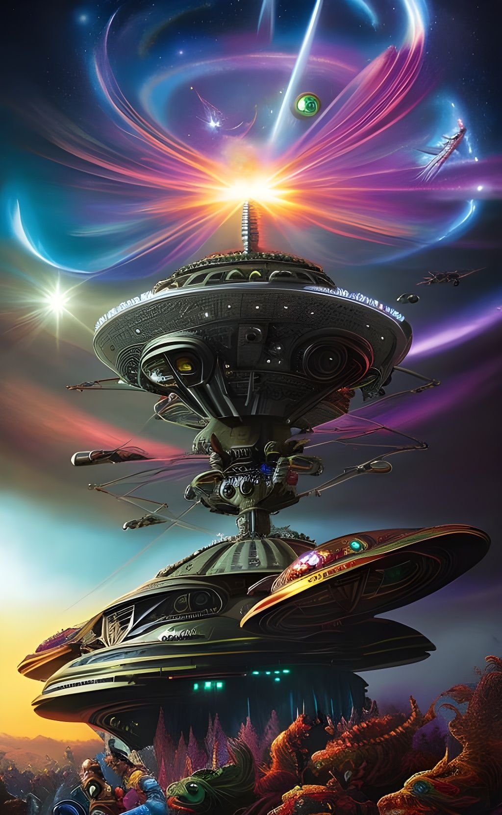 Detailed Alien Abduction Scene in Cornfield