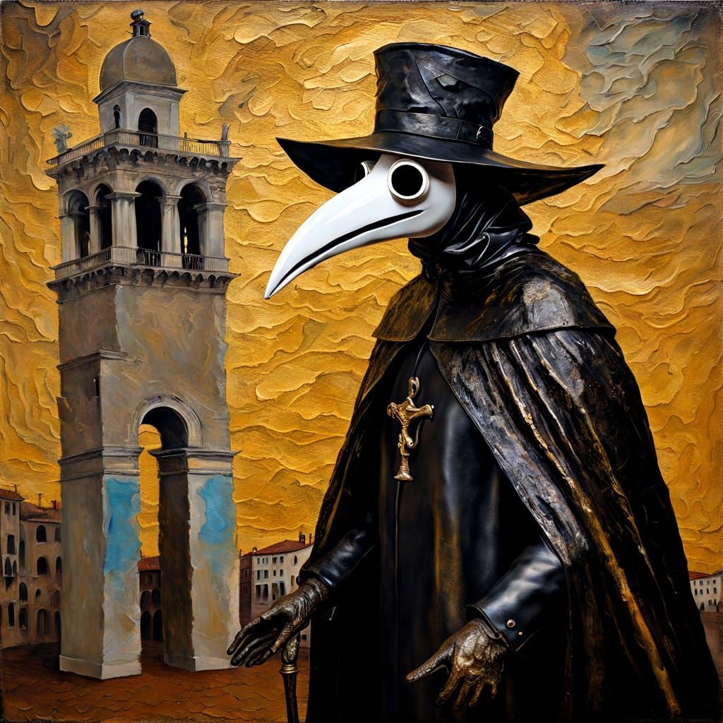 Surreal Plague Doctor in Venice Festival
