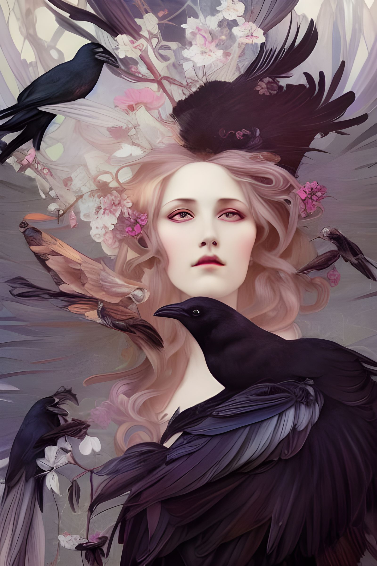 Goddess of Crows: A Digital Art Portrait