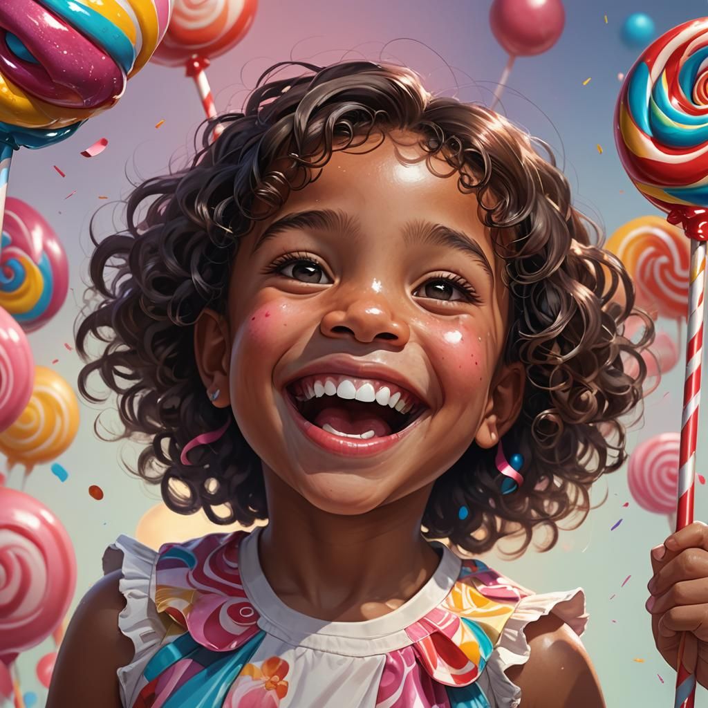 Child with Lollipop: Hyperdetailed Digital Art