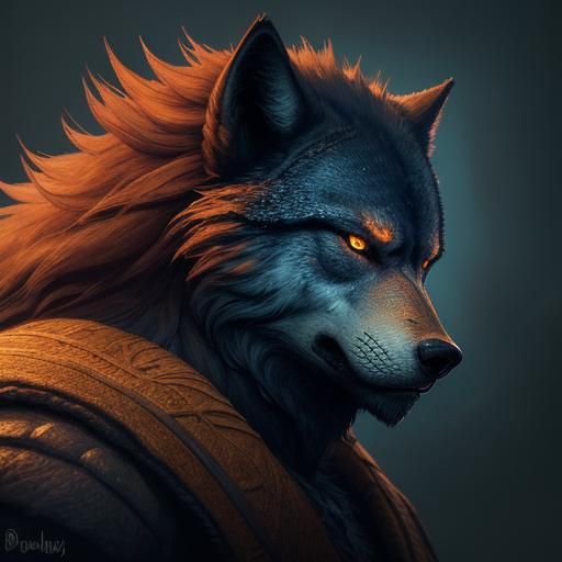 Wolf Man Roaring at Moon, Fantasy Concept Art