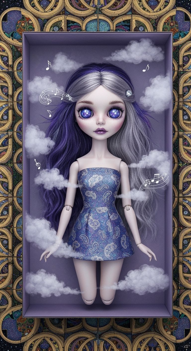 Psychedelic Art Doll in 1960s Style