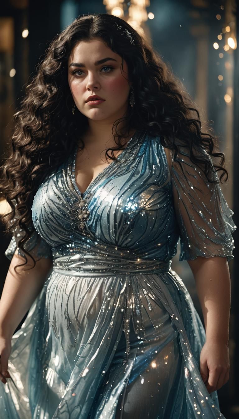 Confident Woman with Curly Hair in Cinematic Lighting