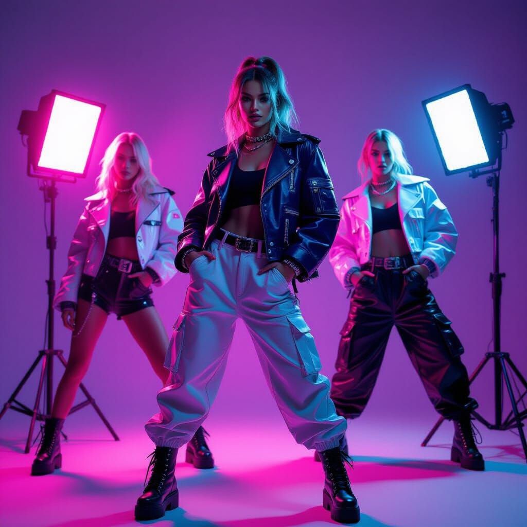 Vibrant Fashion Shoot with Neon Accents