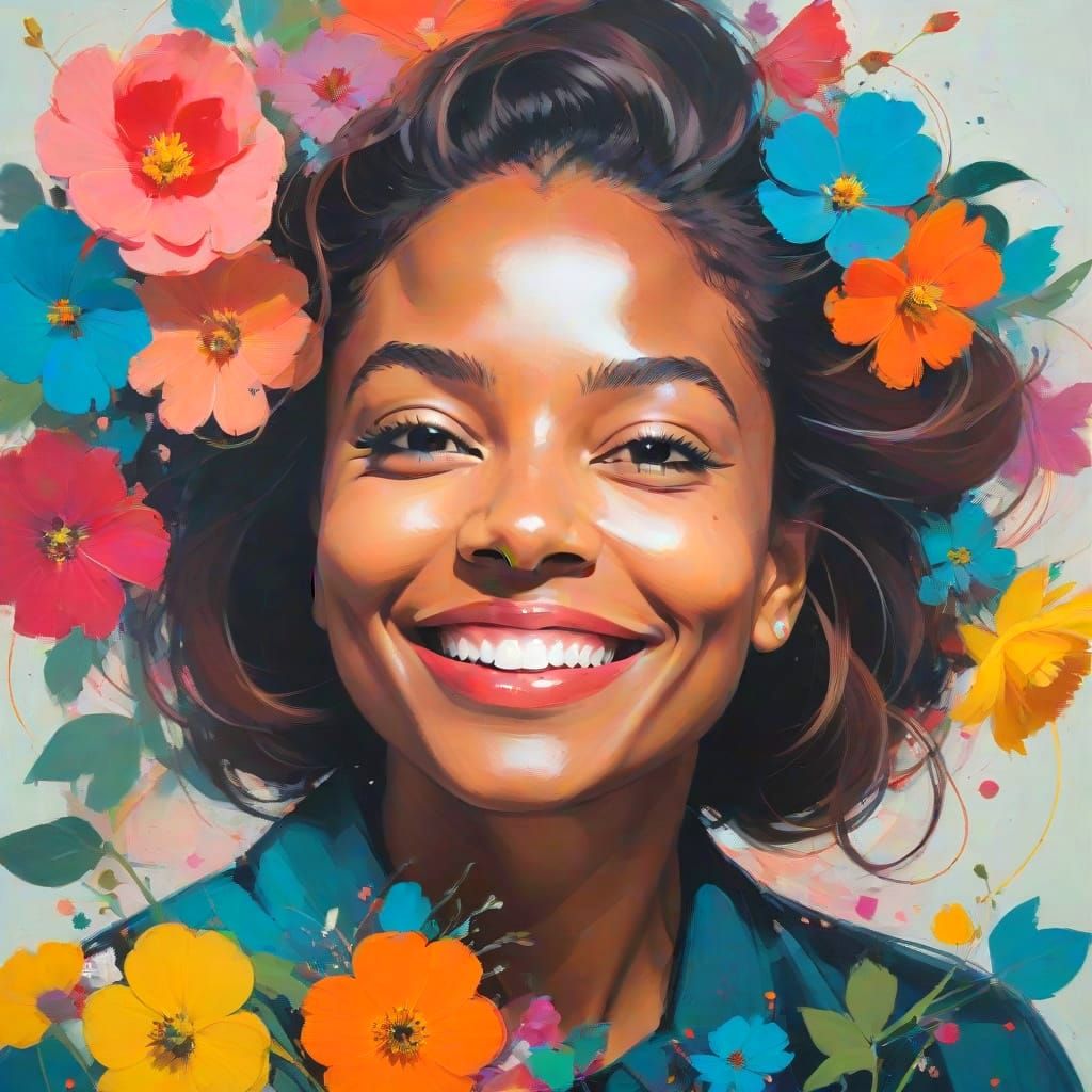 Expressive Portrait Woman in Vibrant Colors