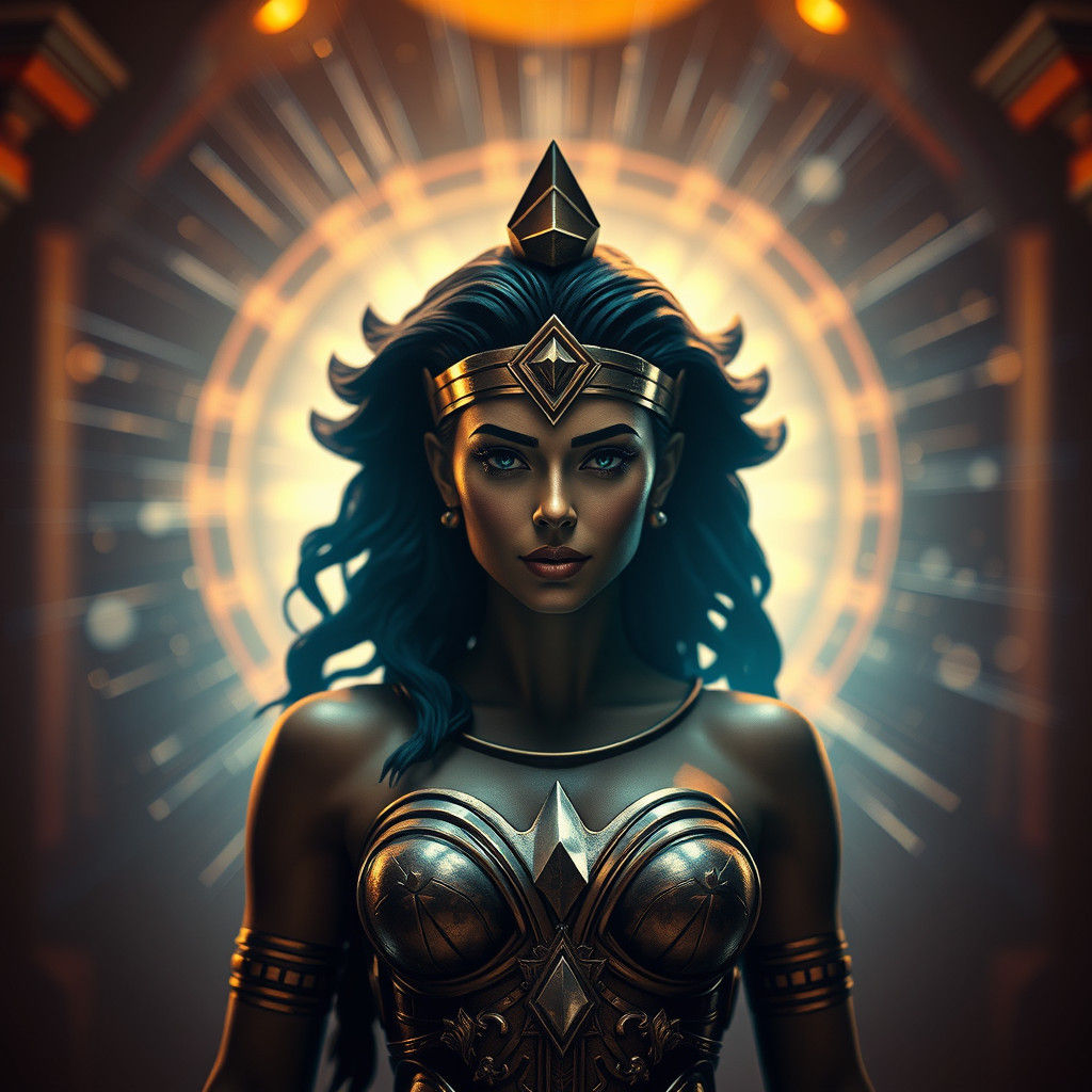 Wonder Woman as Egyptian Artifact with Volumetric Lighting