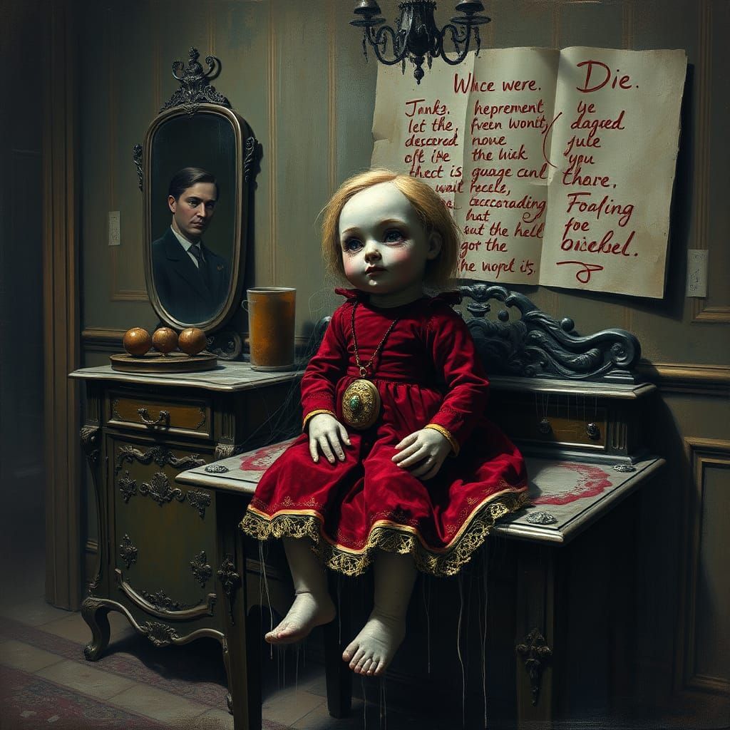 Antique Voodoo Doll in Haunted Victorian Chamber