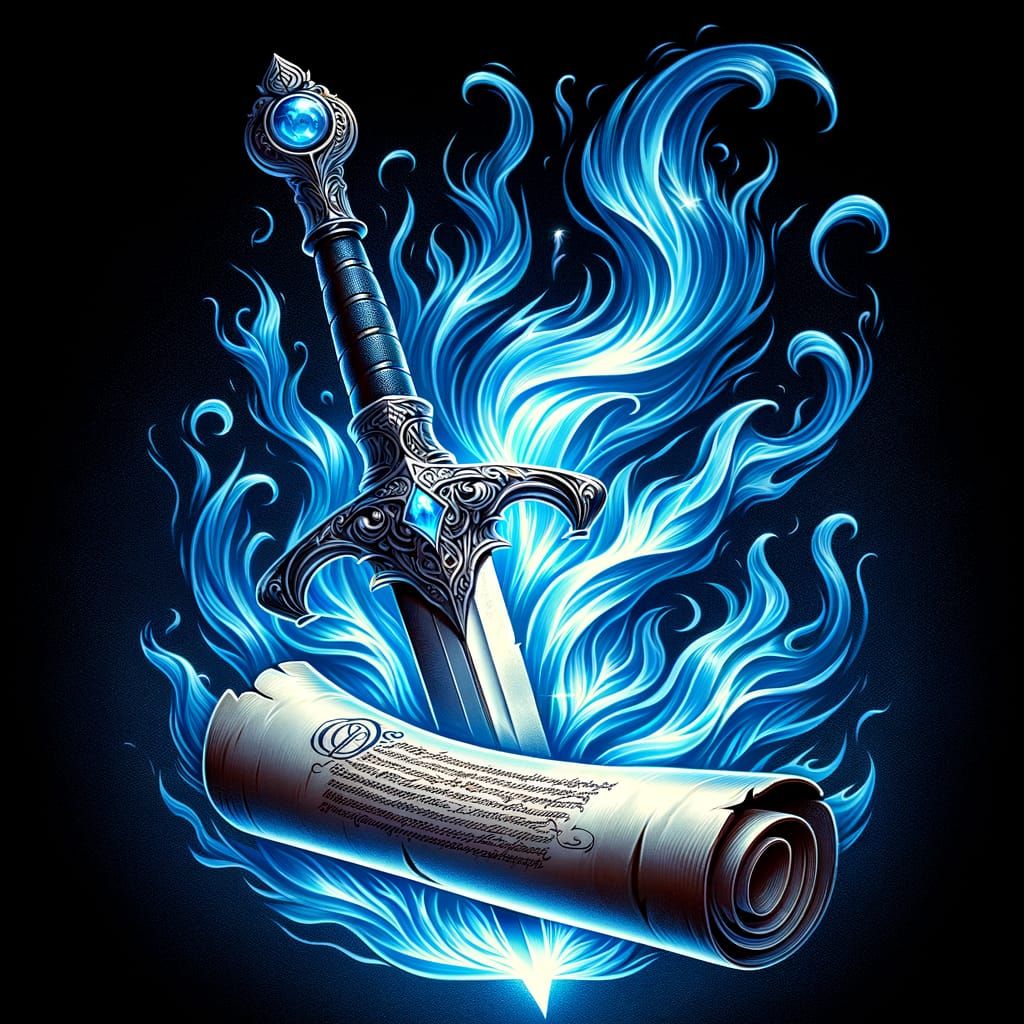Ethereal Blade and Scroll Radiate from Unquenchable Blue Fla...