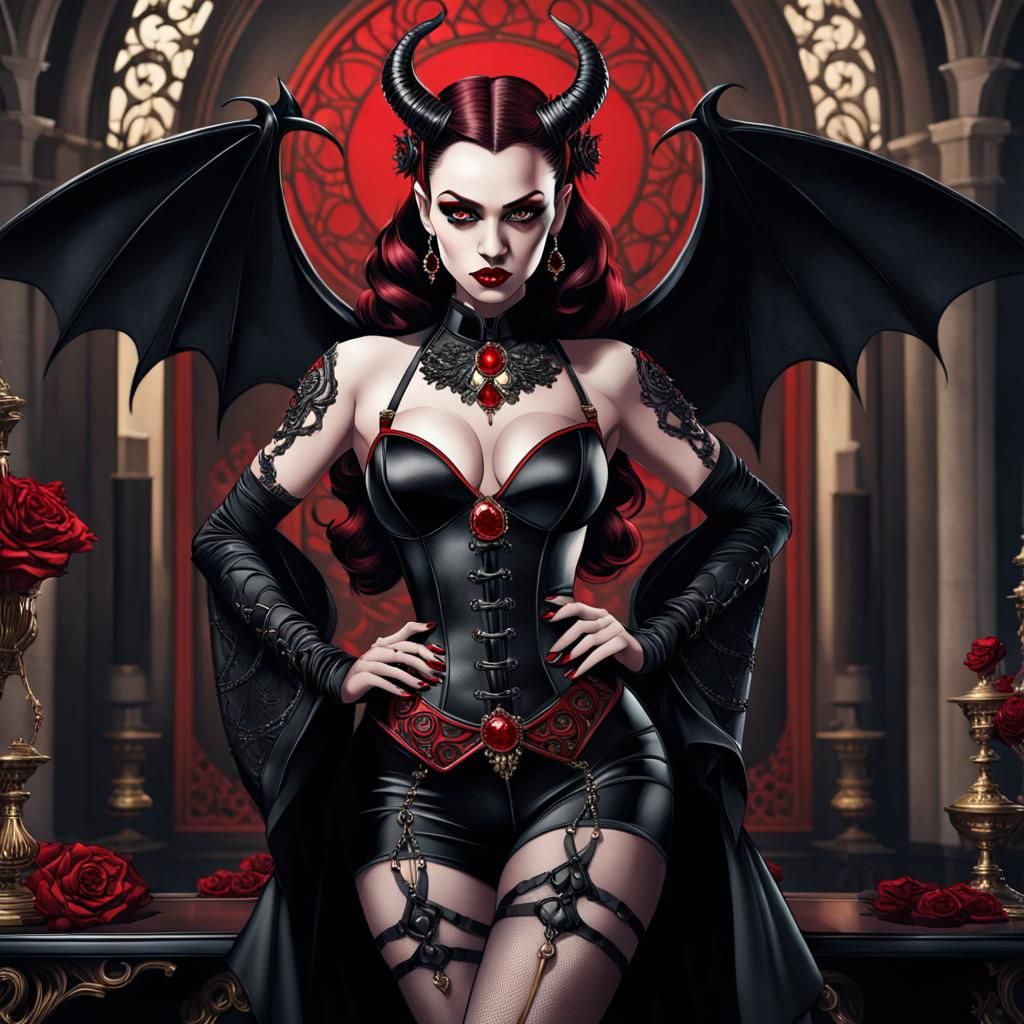 Succubus Pin-Up in Anime Style