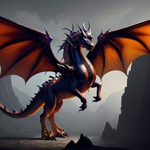 Golden Winged Dragon Horse Fantasy Concept Art