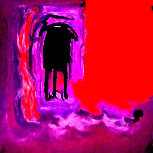 Surreal Distorted Figure in a Stormy Sky