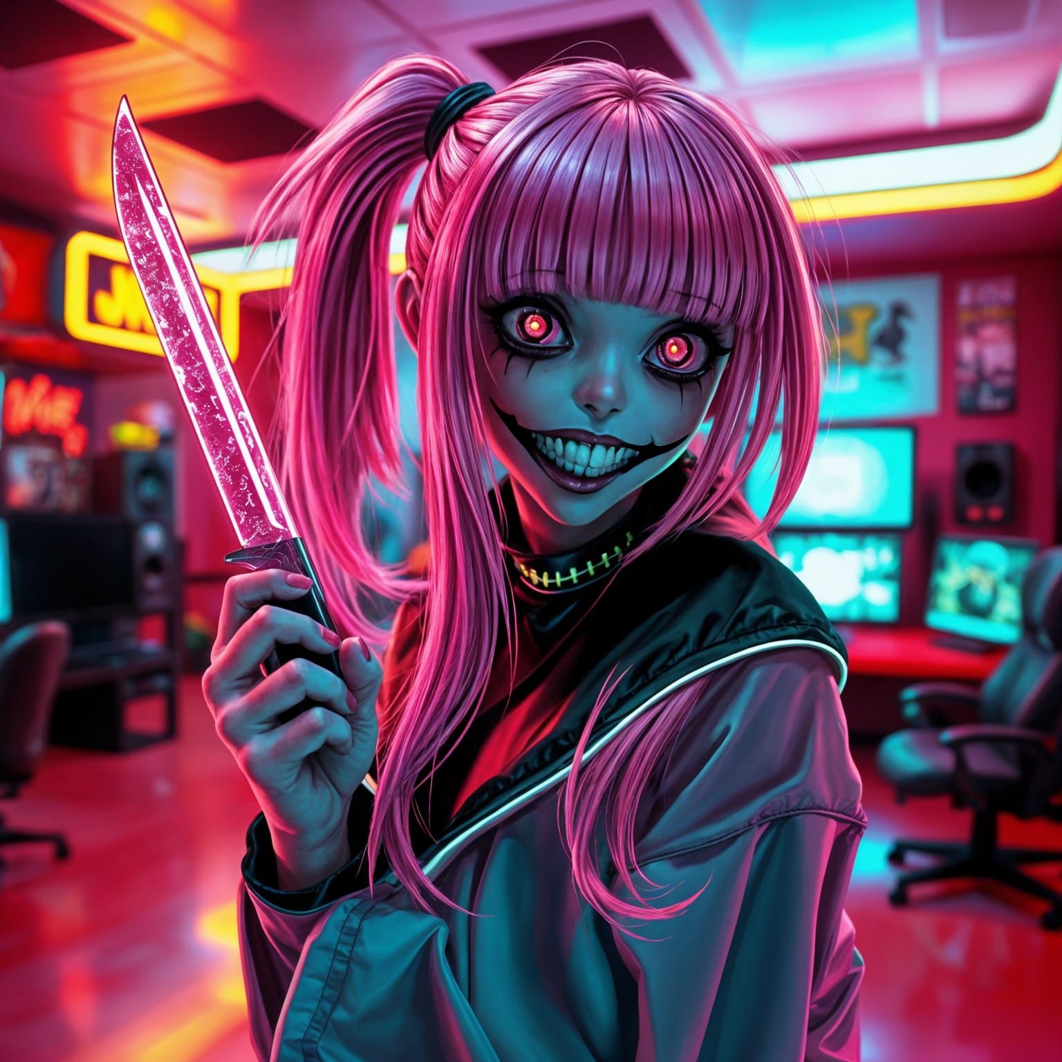 Female Jeff the Killer with Disco Knife