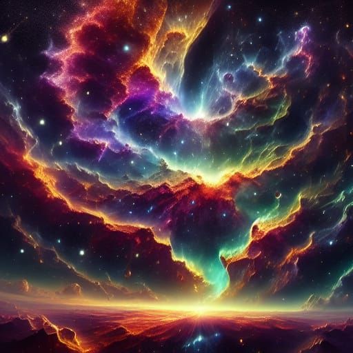 Vast Nebula Cloud Set Against a Starry Night Sky