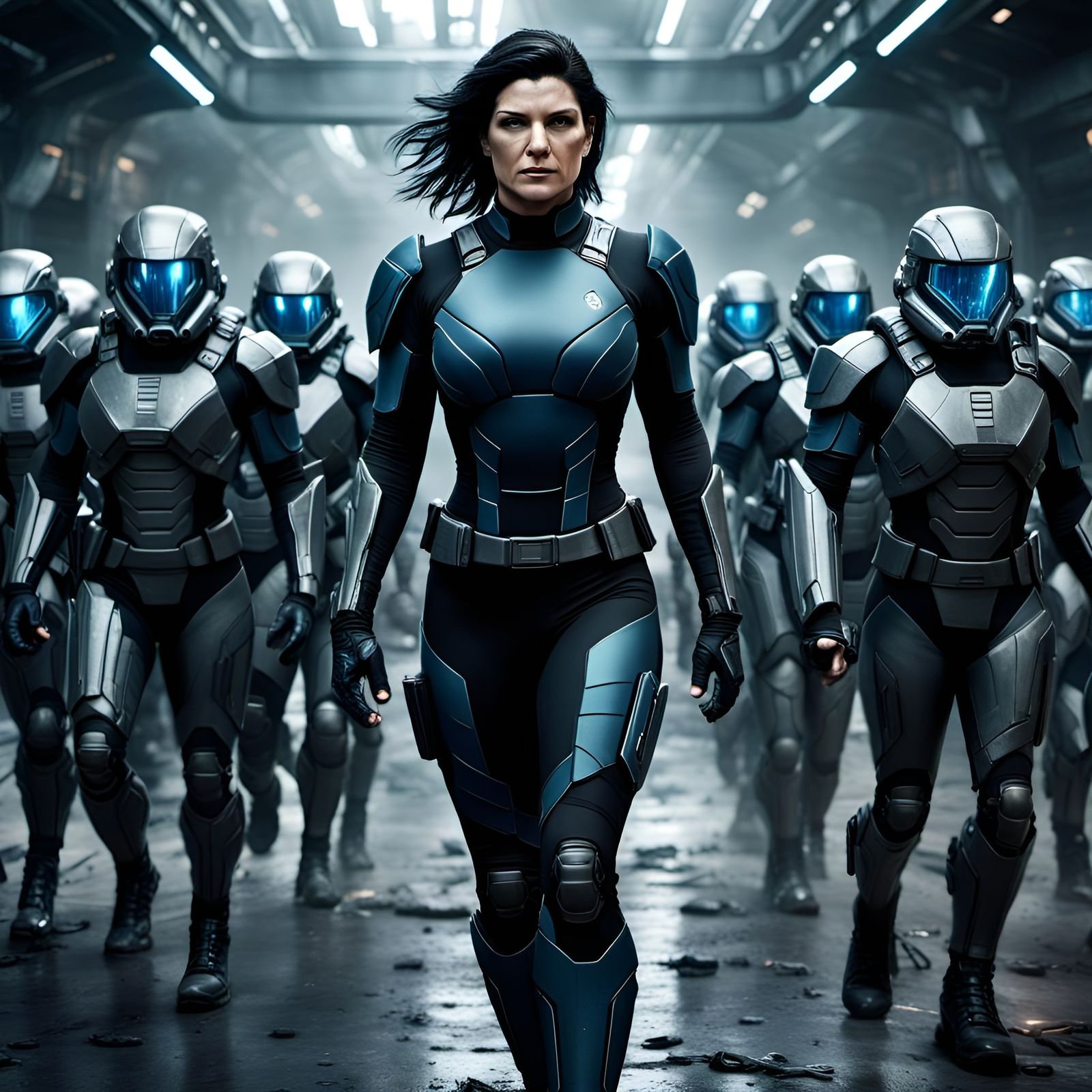 Sci-Fi Leader Directs Troops in Detailed Digital Art