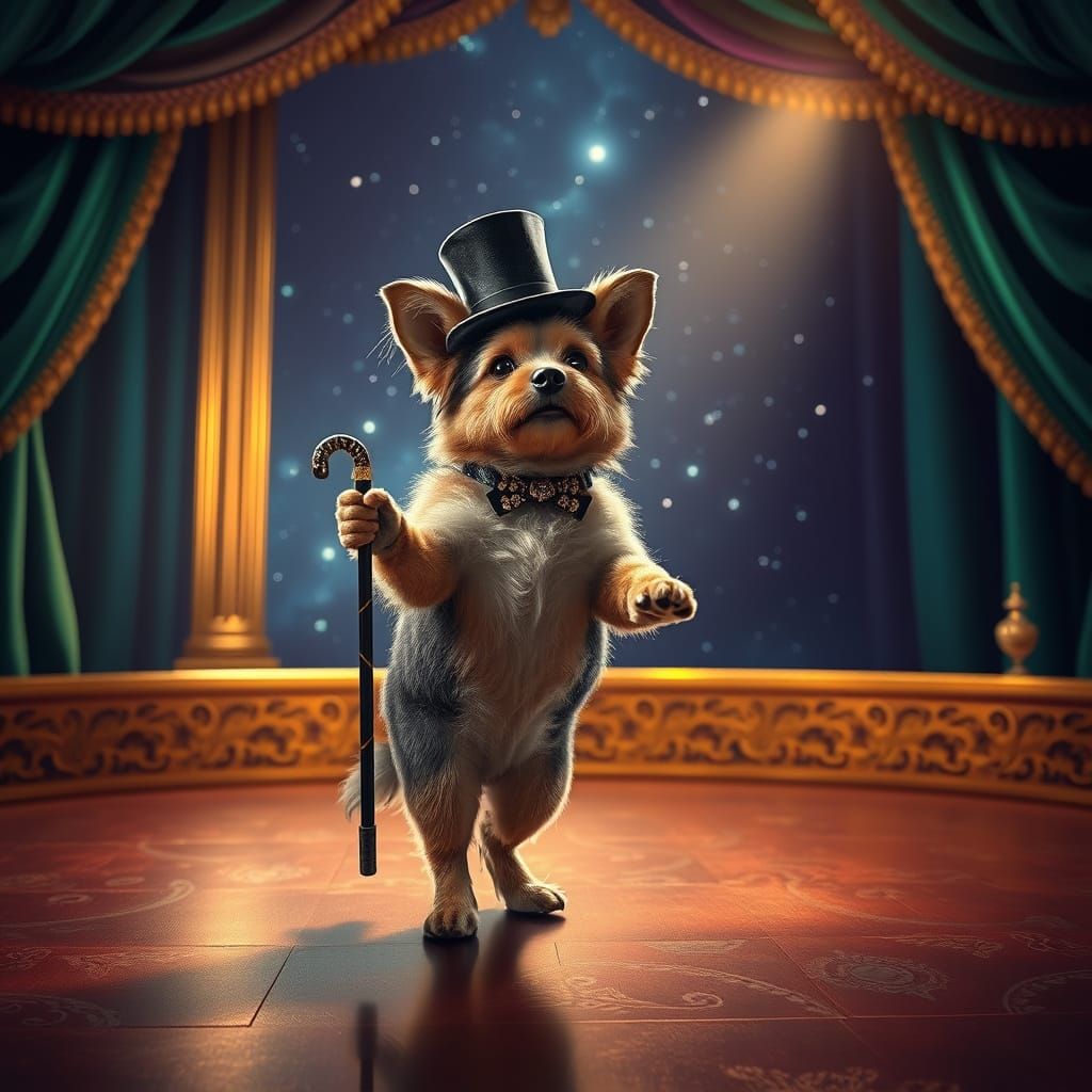 Tap Dancing Canine Performs Under Starry Night Sky