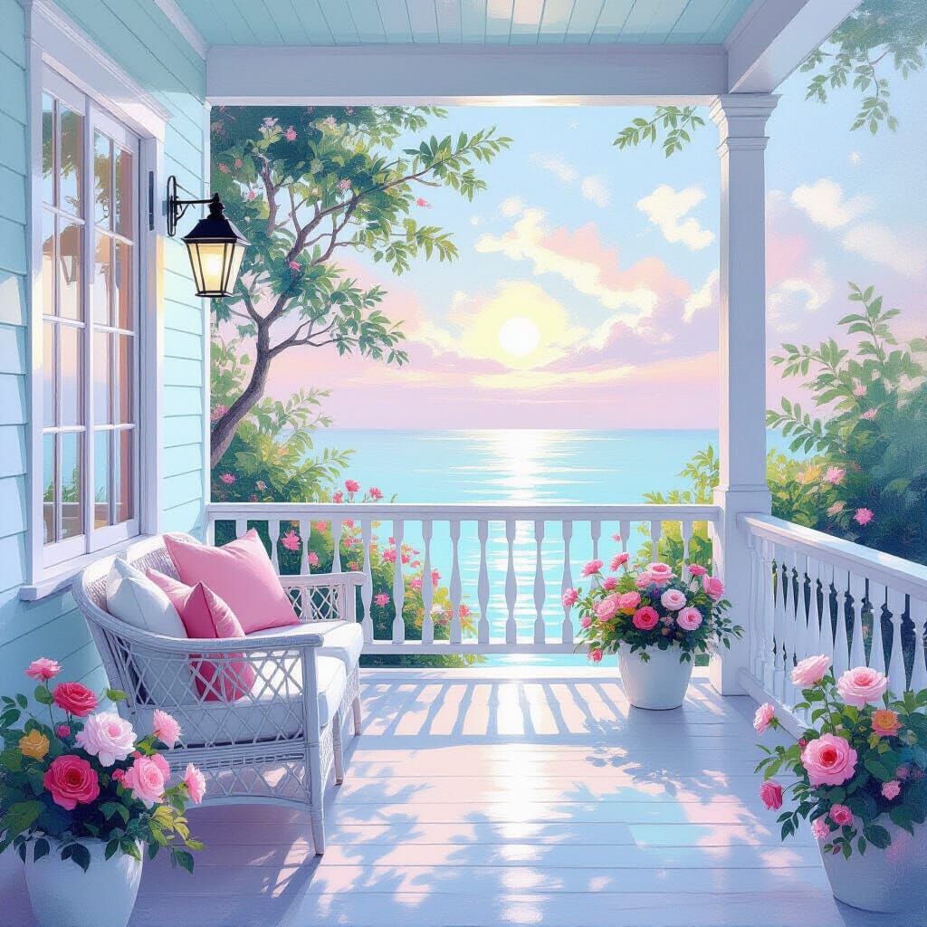 Ethereal Minimalist Porch with Retro Elegance