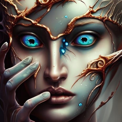 Water Elemental Corrupted Soul Portrait in 8K