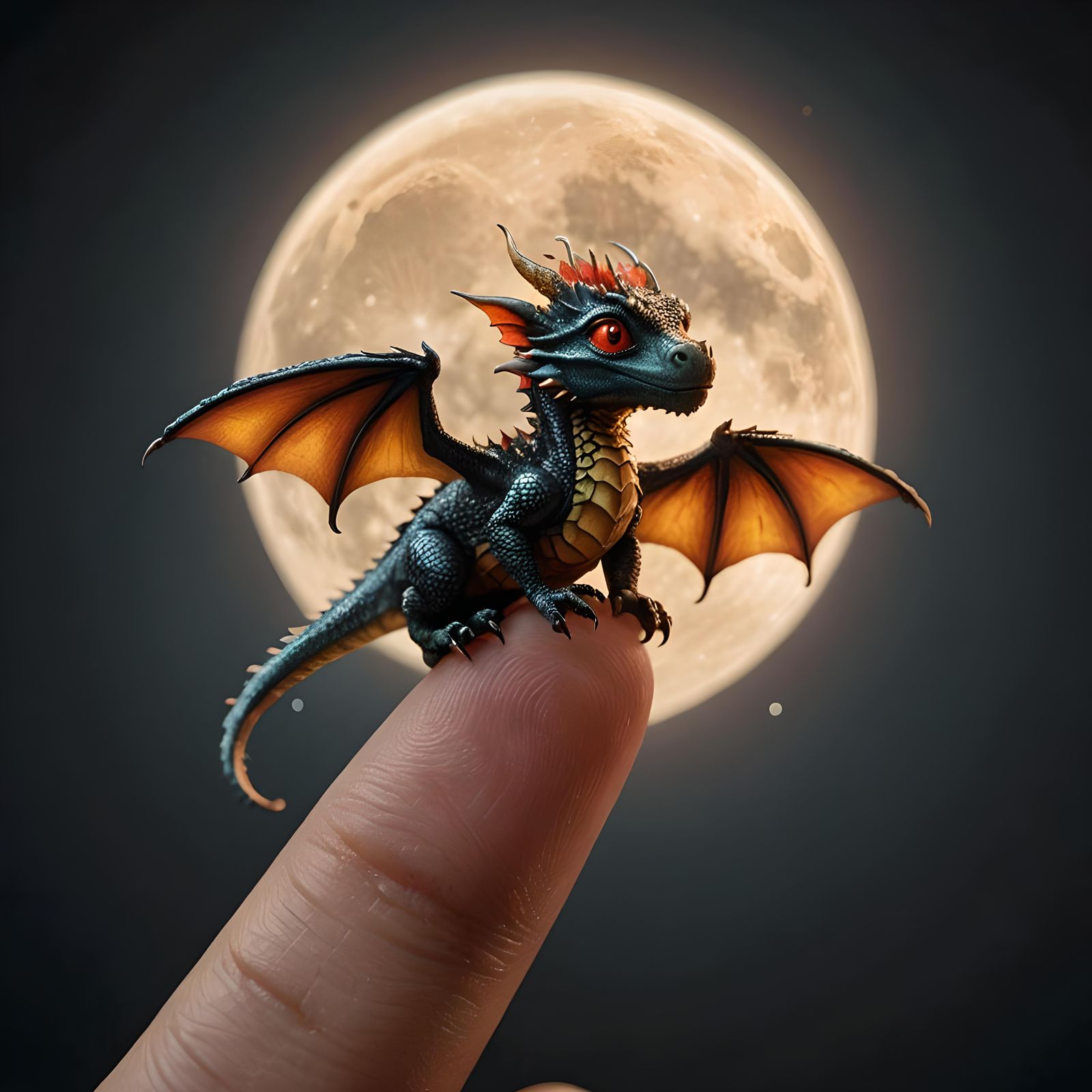 Adorable Dragon Perched on a Finger