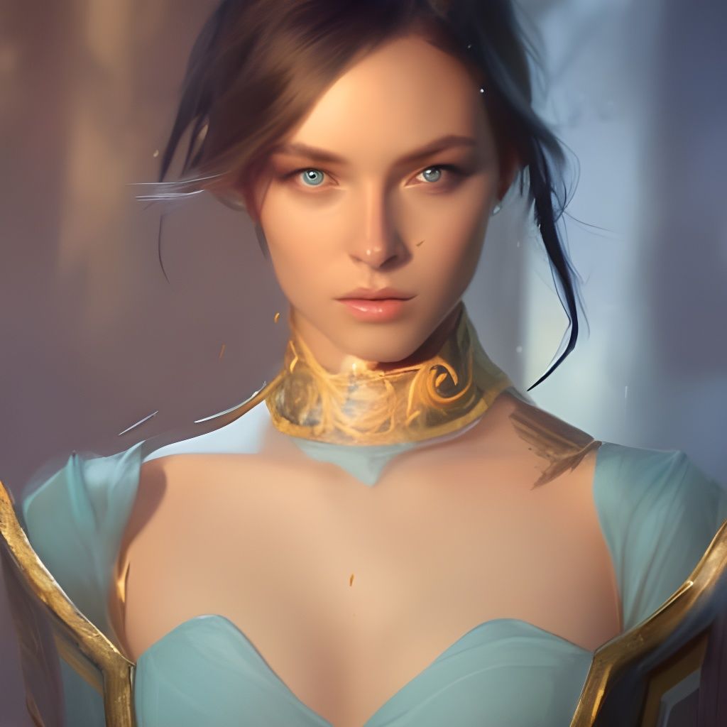 Ethereal Portrait: Young Woman in Aqua and Gold